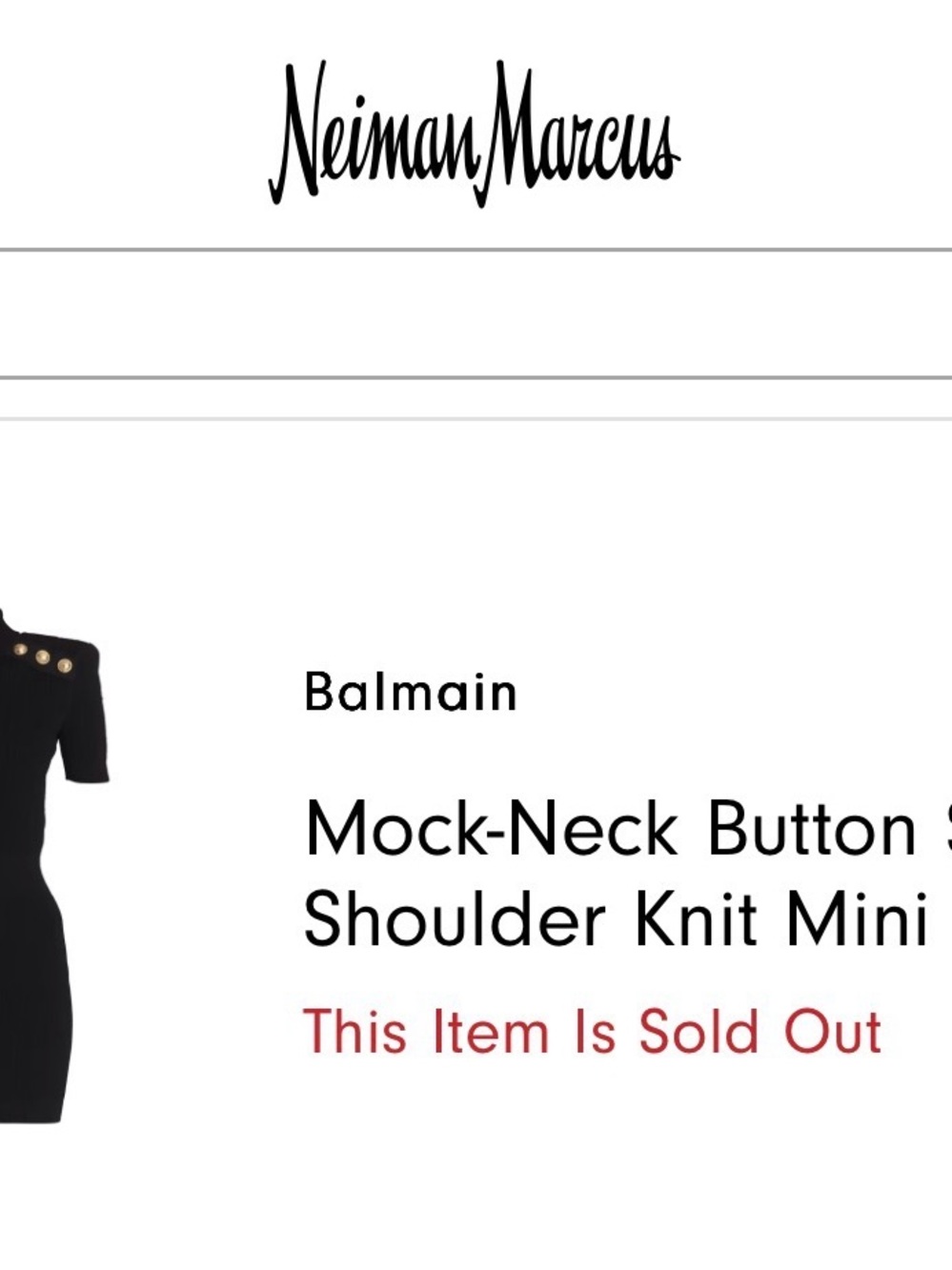 Balmain Black Midi Knit Dress with Gold Shoulder Buttons - Picture 5 of 5